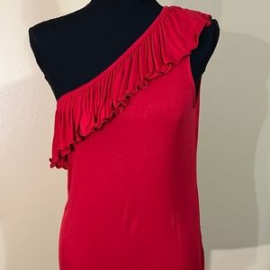 Red ruffle one shoulder size medium